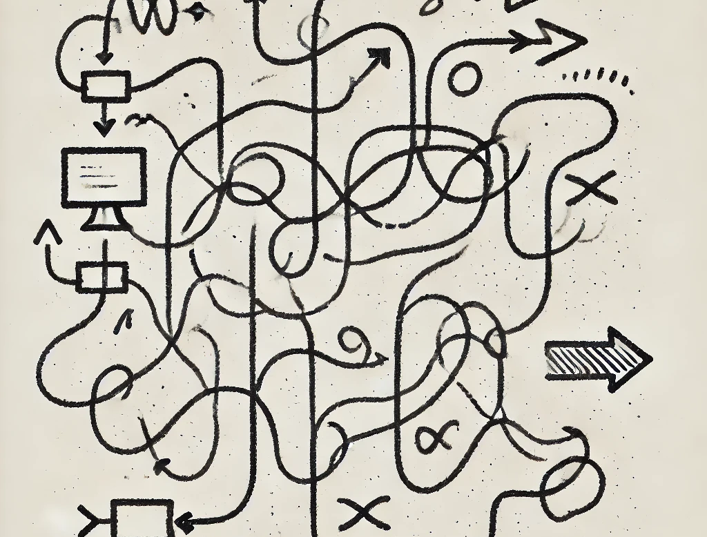 An random series of lines pointing in different directions giving the impression of the confusion around concurrency